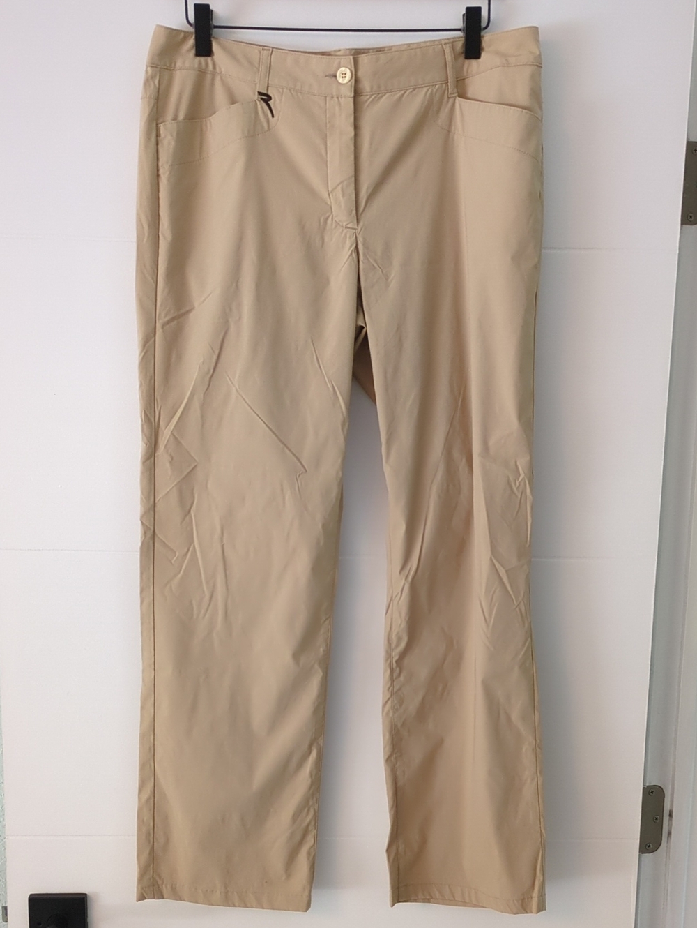 Chervo Luxury Golf Bej Lightweight Mid Waist Straight Leg Pants Sz L